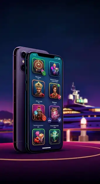 Jeetcity Casino mobile app interface showing a slot game and account dashboard with crypto payment options.