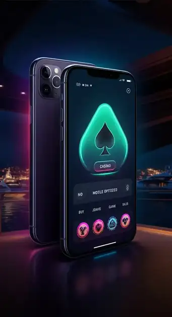 Jeetcity Casino mobile app interface showing a slot game and navigation elements for iOS and Android devices, with vibrant colors and clear icons.